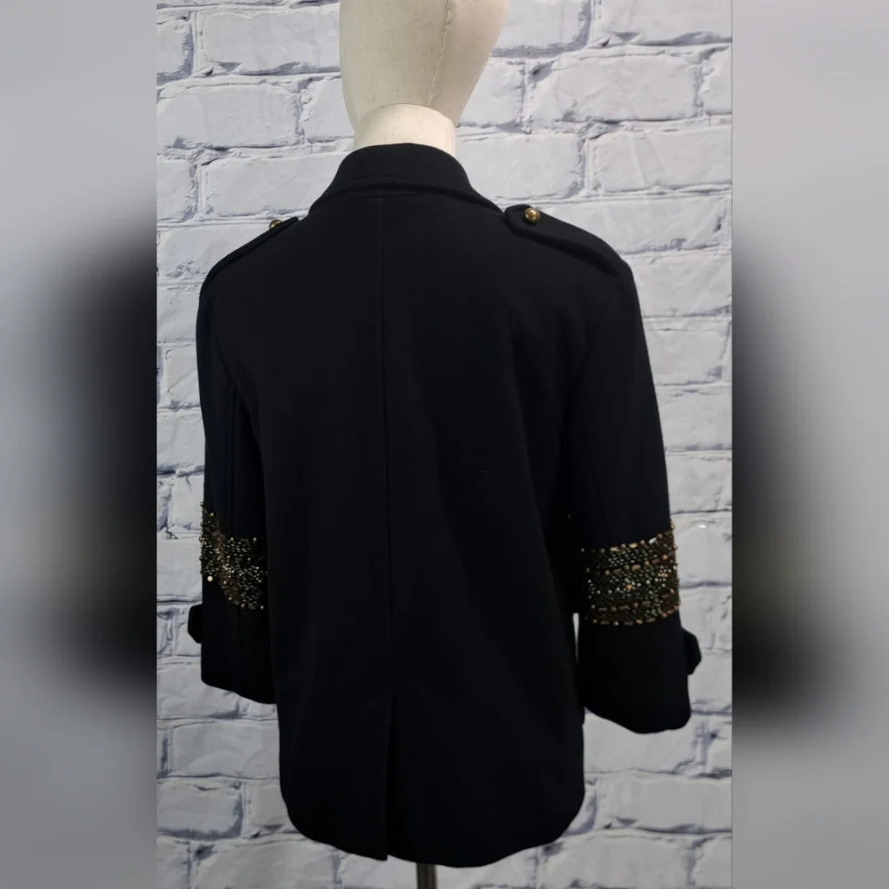 Gryphon New York Beaded Pea Coat Winter Jacket Military Wool Cashmere sz Medium - Picture 3 of 15